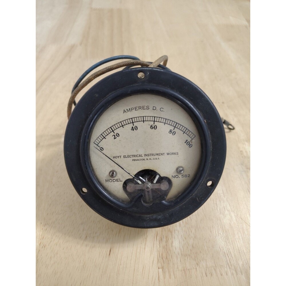 Hoyt Electrical Instruments Works 0-100 Amps D.C. Model 582 3.5 Inches Steampunk